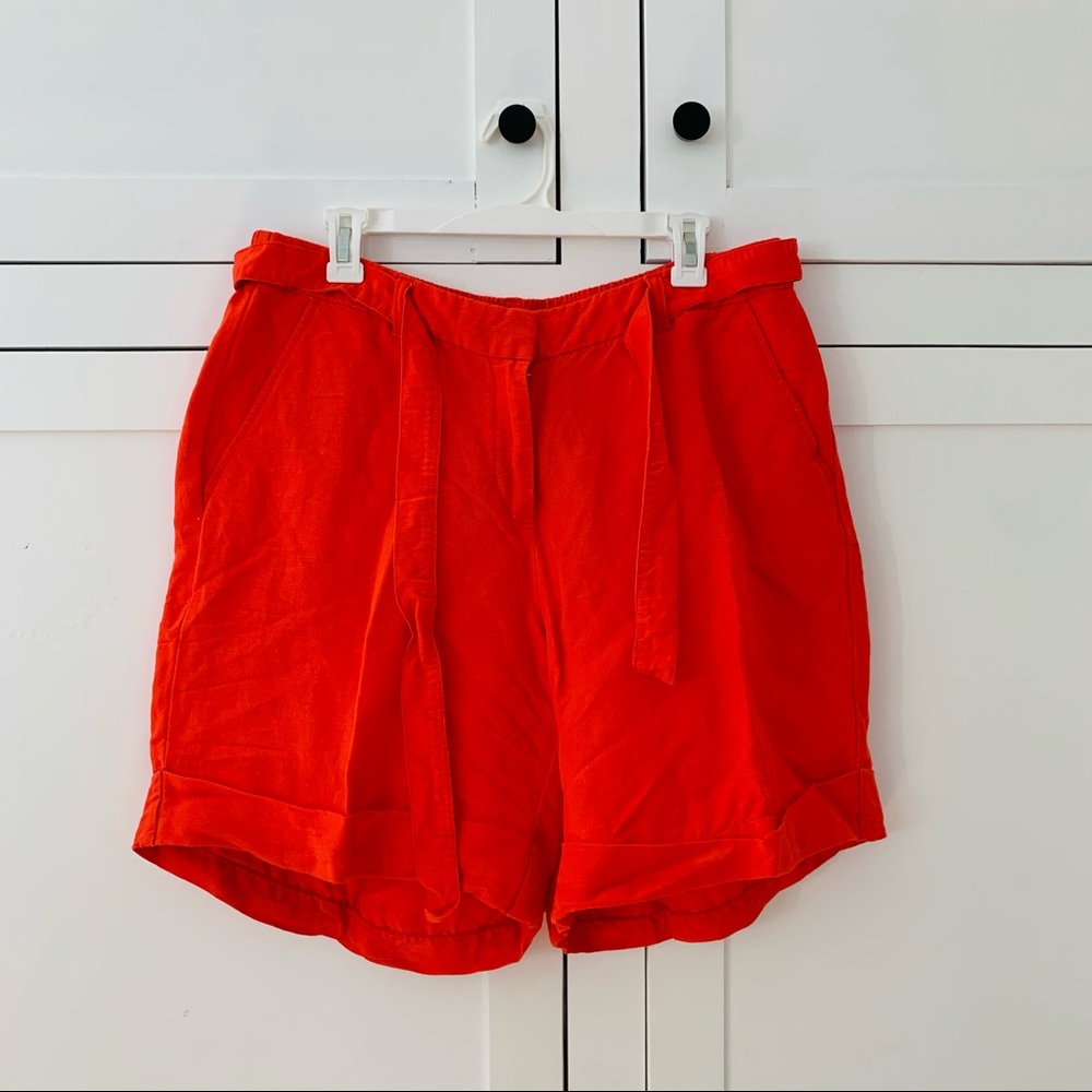 Lane Bryant Linen Red High Waisted Boho Paper Shorts Size 14